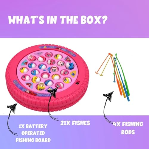 Image of PlayMagic Play Set Princess Magnetic Toys | Rotating Board with Music,Includes 45 Fish and 4 Poles,Party Toys | Interactive & Educational Toy for Kids Age 3+