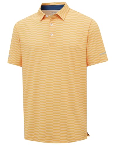 Golf Polo Shirts for Men - Print Moisture Wicking Quick Dry Short Sleeve Collared Polo Shirts for Golf Tennis Wear