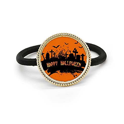 Coletero de Halloween plateado con diseño de cementerio de terror y banda elástica