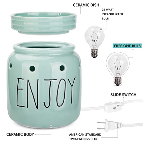 Ceramic Wax Melt Warmer, Candle Wax Warmer, 2-In-1 Electric Wax Melter And Fragrance Warmer For Scented Candle Wax Burner With One More Bulb Removable Dish, Ideal Gifts For Family Friend(Enjoy) #TOP5