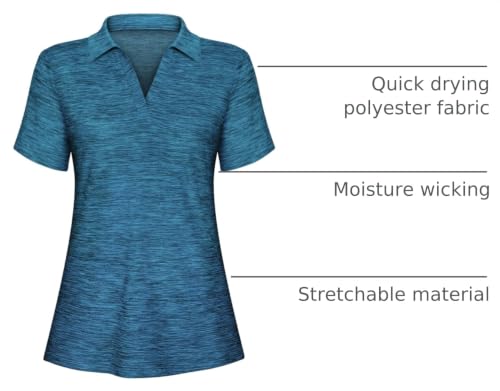 Image of Cucuchy Womens V Neck Golf Polo Shirts Moisture Wicking Sports Workout Tops