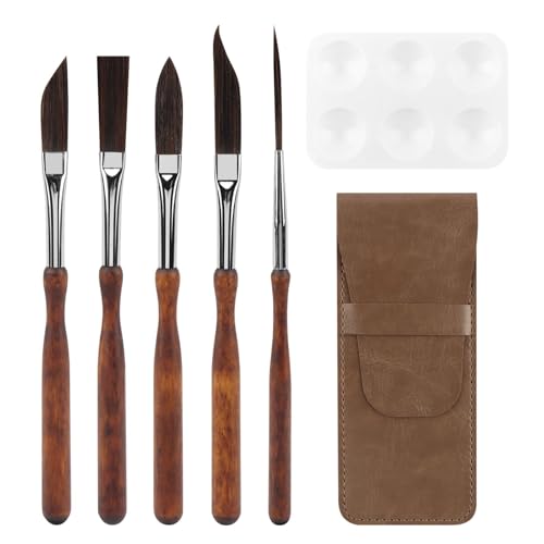Zorivane Pinstriping Brush 8 pcs High Performance Detail Script Liner Sdanart Long Liner Brushs with Palette and Brush Bag Professional Scroll Brushes for Lettering & Detailing