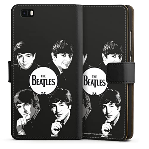 Etui Compatible avec Huawei P8 Lite (2015-2016) Etui Folio Etui magnetique The Beatles Logo Black & White - Les Beatles, Paul McCartney, John Lennon, RIngo Starr, George Harrison Etui Compatible avec Huawei P8 Lite (2015-2016) Etui Folio Etui magnetique The Beatles Logo Black & White