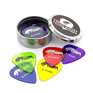 TIGER médiators de guitare avec Pick Tin – 12 Gel 0,71 mm - Les Beatles, Paul McCartney, John Lennon, RIngo Starr, George Harrison