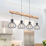 design pendelleuchte esszimmer ▼Landhausstil Design：Die Kombination aus leichten Massivholzbalken und schwarz matten Metallmaterialien verleiht diesem Holzkronleuchter eine hervorragende rustikale und industrielle Designinspiration, die einen Retro-Look verleiht und Ihre Raumdekoration ergänzt.