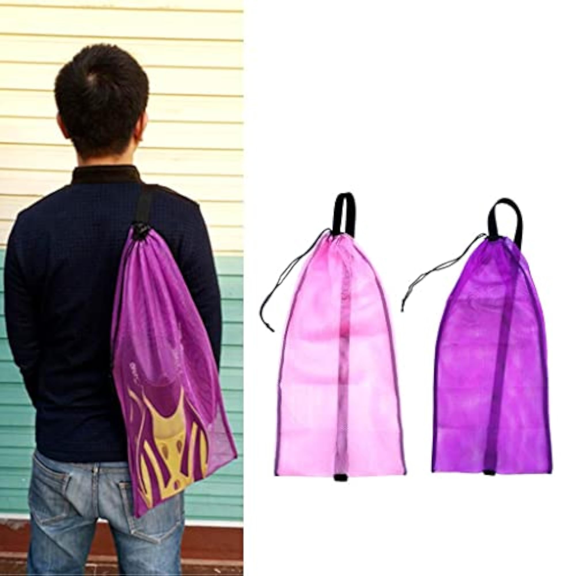 2 Pieces Drawstring Mesh Bag for Scuba Diving