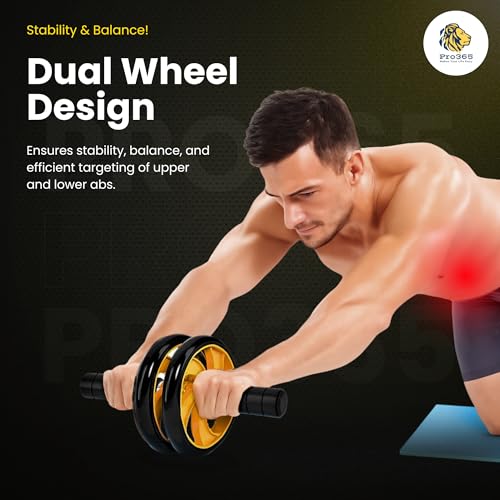 Image of PRO365 Ab Roller & Waterproof Gym Bag Combo | Dual Wheel Core Strength Ab Wheel for Home Gym Workout | Durable Latherette Duffle Bag with Adjustable Strap for Men & Women
