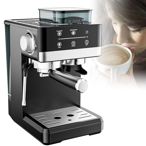 ZyKnaurral Compact Espresso Machine, 20 Bar Pressure Milk Frother with Steam Wand, Barista-Quality Coffee at Home Using Ground Coffee, 1.8 Litre Water Tank