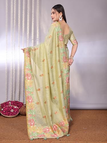 Image of SWORNOF Gold-Toned Woven Design Silk Zari Tissue Saree | Saree for Women | Soft and Skin Friendly