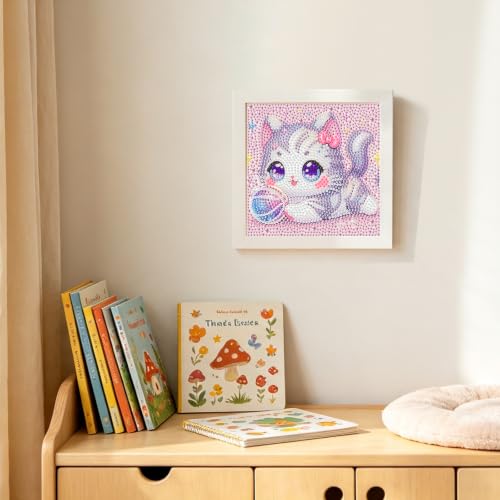 Cat Diamond Art Kits for Kids Ages 4-8-12 with Wooden Frame 7x7 Inch by Yezavesu - Used condition - Image 7