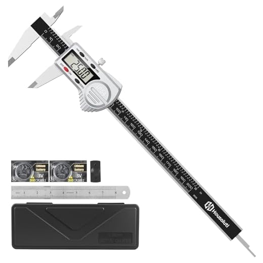 Housolution Digital Caliper 8 inch, (ABS) Absolute Scale Caliper, IP54 Caliper Measuring Tool, Inch/MM, Auto-Off LCD Stainless Steel Waterproof Micrometer Vernier Caliper, with Steel Ruler, Silver