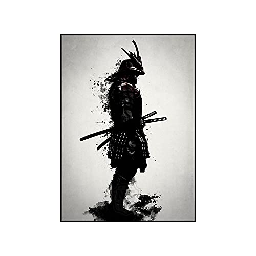 Noir Et Blanc Japon Samouraï Portrait Affiches Japonais Bushido Toile Tableau Murale Art Japon Samouraï Courage Peinture Murale Salon Decoration À La Maison 50x70cmx1 No Frame
