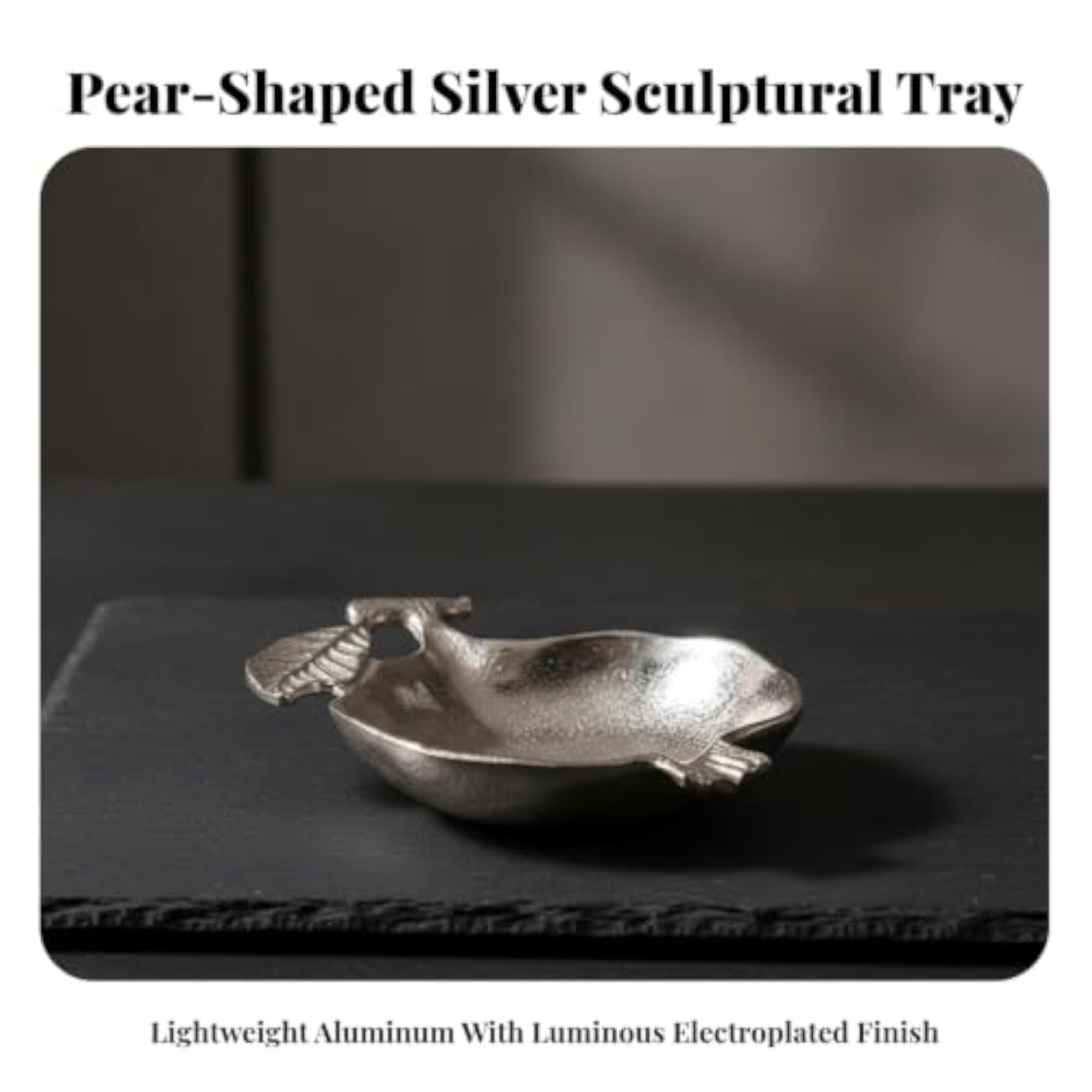 Versatile Aluminum Decorative Dish, Lightweight Silver Tray