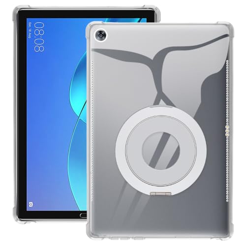 Coque Huawei MediaPad M5 10 Pro avec poignée de bureau rotative et protection intégrale argent