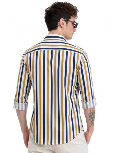 Image of Youth First Men's Cotton Blend Casual Shirt | Regular Fit Solid Full Sleeve Button Down Collared Shirts | Comfortable Formal Office Business Casual for Men