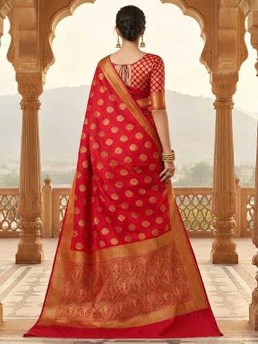Image of AKHILAM Women's Kanjivaram Woven Soft Silk Saree With Blouse Piece
