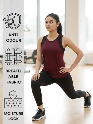 Image of White Moon Women's Gym Tank Top Combo | Pack of 2 Sleeveless Sports T-Shirts for Running, Training & Yoga