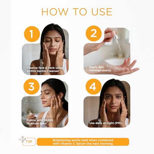 Image of SKINQ 15% Vitamin C Glow Serum with L Ascorbic Acid, Ferulic Acid & Sodium Hyaluronate | Reduces Tan & Brightens Skin | Lightweight, Non-Sticky | For All Skin Types | In-Vivo Tested I Derma Formulated | 15ml