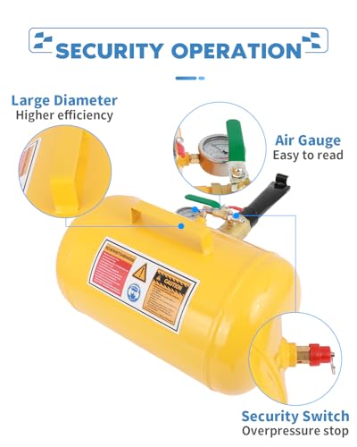 Image of ECCPP 10 Gallon Vehicle Air Tire Bead Seater 145 PSI Blaster Wheel Tool Seating Inflator Truck ATV Yellow