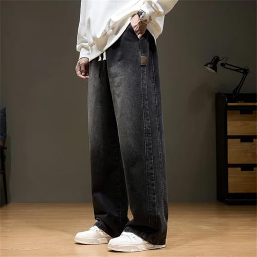 Men's Loose Baggy Jeans Elastic Waist Oversized Streetwear Denim Pants Thin Summer2