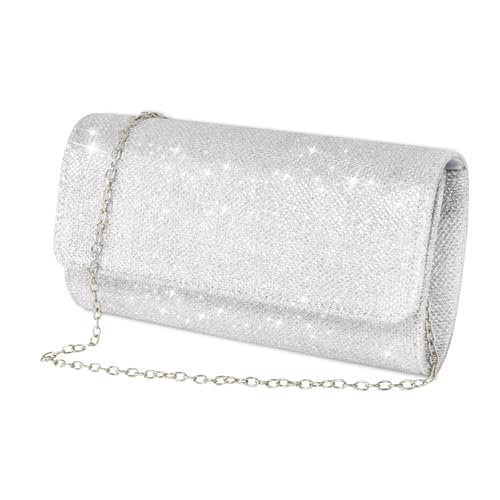 Homirty Bolso Mujer, Bolsos Clutch Fiesta de Noche Brillante con Cadena Desmontable, Bolsos de Mano de Lentejuelas con Purpurina, Bolso Bandolera Carteras de Mano Fiesta para Fiesta Boda