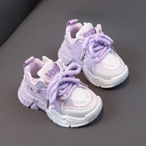 Kids Girls Running Shoes Lace-Up Glitter Sequin Non-Slip Breathable Sneakers Low Top Outdoor Hiking Walking Sneakers2