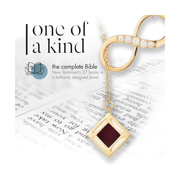 Nano Bible Infinity Necklace for Women – 925 Sterling Silver with Entire Holy KJV New Testament Engraved Pendant for Her – Religious Christian Jewelry Mothers Day Gift for Wife or Girlfriend - Image 3