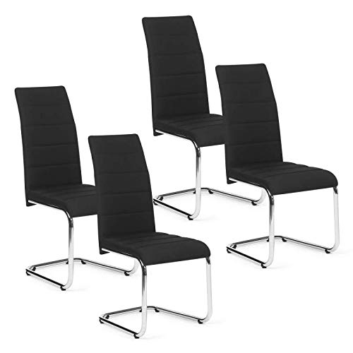 IDMarket - Lot de 4 chaises MIA en Tissu Noir pour Salle à Manger