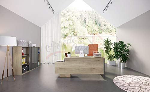  Arredo Ufficio Completo Economico UI14 Rovere e Grigio Lucido