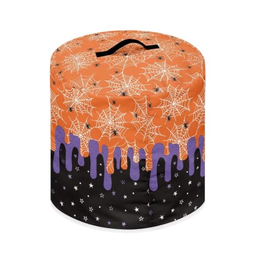 Image of Halloween Web Round Air Fryer Lid Retro-pop Dust Cover | Comfortable Flexible Material Kitchen Accessory Fits Most Sizes InstantPot Accessory for 6 Quart Halloween Party Decor