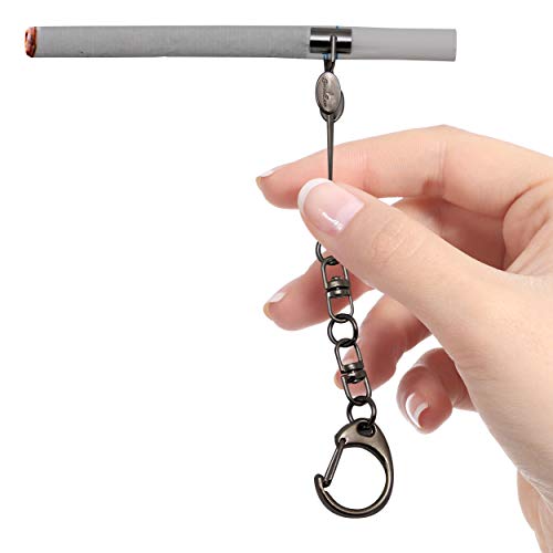 Cigarette Holder Clip, Functional for Cigarette, Rolled Tobacco, Blunts, Weed and Cigars. Made from a high Quality Stainless Steel. A Durable Carabiner Keychain Smoke Holder. (Silver Key Chain)