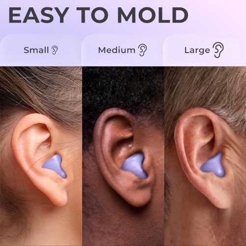 Image of Peace&Quiet PQ Wax Ear Plugs for Sleeping, Swimming - 50 Soft Noise Cancelling Silicone Gel Wax Earplugs for Sleep and Swimmers, Ear Protection with Sound Blocking Level of 32 Db, Lavender