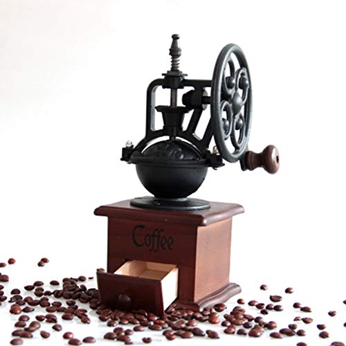 Manuelle Kaffeemühle, Retro Kaffeebohnen Gewürze Handmühle mit Schublade Mühle， Tragbare hölzerne Handkaffeemühle für Reisen oder Camping