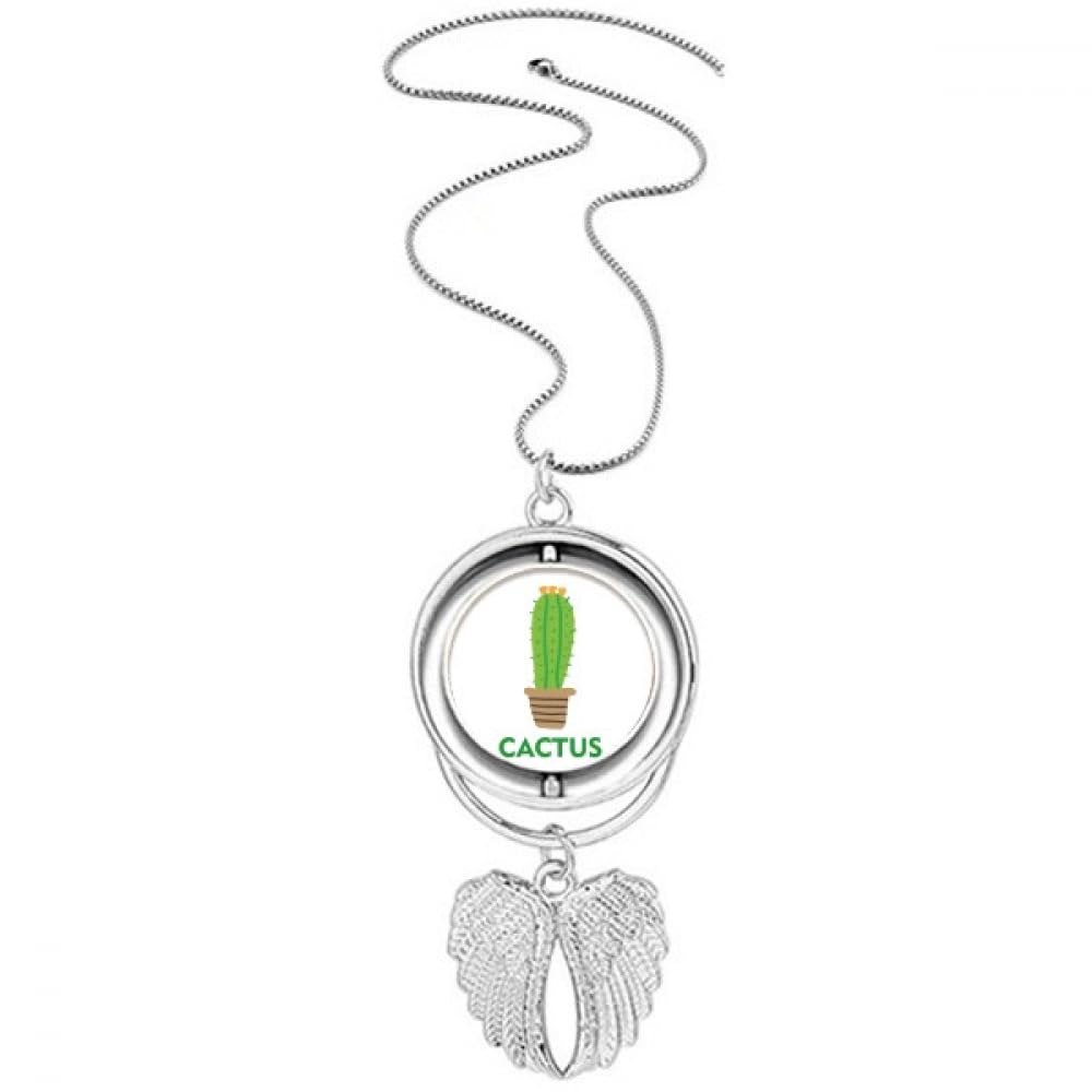 Collier pendentif cactus vert en pot ailes d'ange, bijou fantaisie tendance pour femme - 4