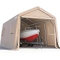 ADVANCE OUTDOOR 10X15 ft Garage Shelter Steel Metal Peak Roof Portable Storage Shed Carports for Motorcycle Boat, or Garden Tools with 2 Roll up Doors & Vents, Beige