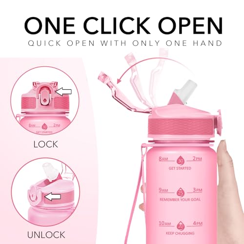 Image of Hyeta 32oz Water Bottles with Straw - Stay Motivated and Hydrated with Convenient Times to Drink Markings, Durable, Leak-proof