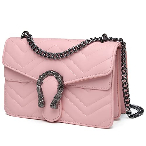 Image of MYHOZEE Crossbody Bags for Women - Snake Printed Clutch Purses Leather Chain Shoulder Bags Evening Handbags