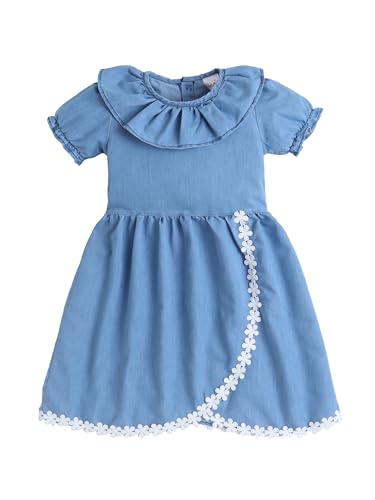 Image of Dresses for Kids Girls, Stylish Knee Length Once Piece Denim Frocks for Girls, Casual Dress for Summer & Special Occasion