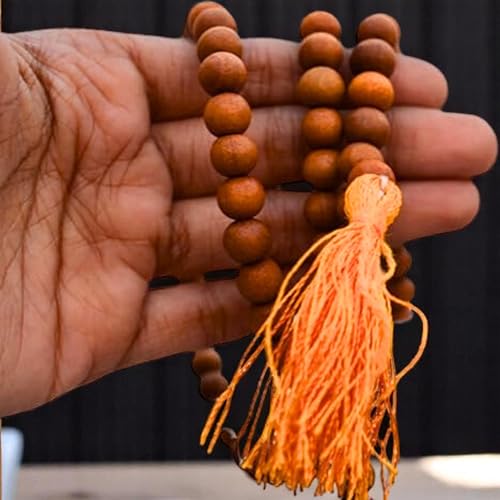 Genuine Sandalwood Tibetan Japa Mala 8mm, 108+1 Beads | Chandan Mala for Meditation, Mantra Chanting, Prayer & Yoga, Naturally Fragrant, Wearable as Necklace or Bracelet, Spiritual Jewelry2