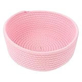 NUOBESTY Aufbewahrungskorb aus Baumwollseil Groß Rund Gewebter Dekokorb für Kleinigkeiten Tisch Organizer In Rosa Platzsparender Aufbewahrungskorb für Wohnzimmer und Büro
