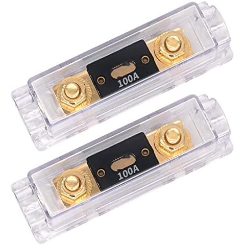 TopstrongGear Solid Brass 0/2/4 Gauge 100Amp ANL Fuse Holder with 100Amp Fuses(2 Pack) (100 Amp) Cover