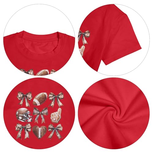 Image of JINTING Football Shirts for Boys Girls Game Day Tshirt Toddler Football Season Tee Kids Bow Coquette Tops