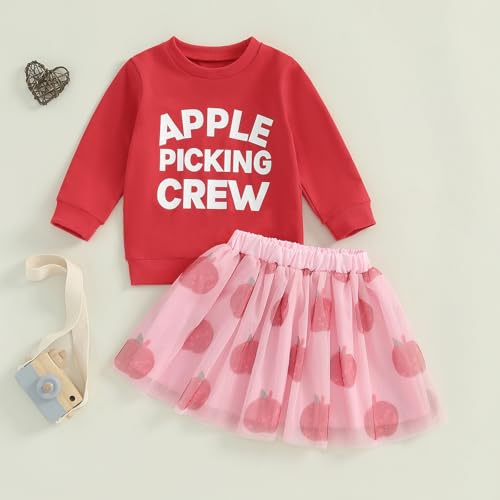 Toddler Kids Baby Girl Christmas Outfits Letter Print Crewneck Sweatshirt Tops Tutu Skirts Set Fall Winter Clothes3