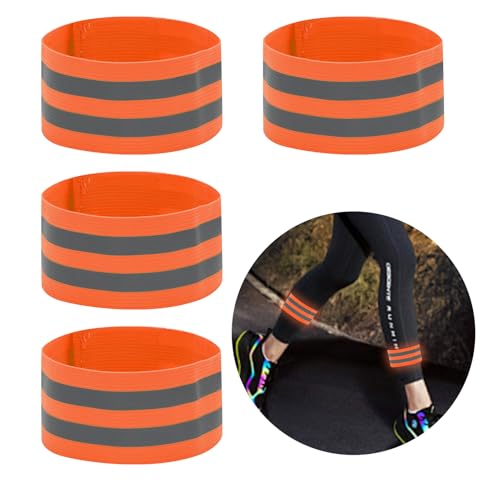 Aruigu 4 Stück Reflektierende Hosenklammer/Armbänder