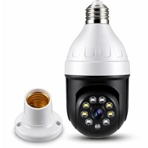 Generico Telecamera WiFi Lampadina 360° 1080P Full HD E27, IP Camera Bulb PTZ Interno con Visione Notturna LED IR, Rilevamento Movimento, Audio Bidirezionale, App iOS Android, Sicurezza Casa