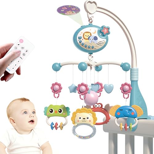Wdec Música Móvil para Cuna de Bebé, 3 en 1 Hechos de Niño, Proyecto de Luz Nocturna, Mano a Distancia Móvil de Cuna con Proyecto, Juguetes de Música para Bebés, Regalos de Bebés de 0 + Mesa