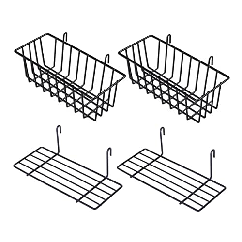 Unomor Hanging Storage Baskets Set of 2 Iron Wall Storage Rack Grid Shelf for Home Kitchen Bathroom Office Decorative Bins