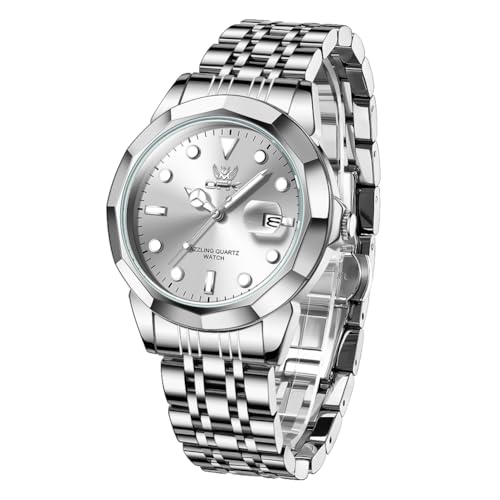 Image of OPK Watches for Men Diamond Roman Analog Mens Watches Waterproof Large Stainless Steel Men Wrist Watch Business Father Gift Watch Blue