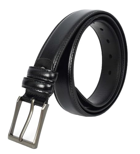 Ceinture en cuir pour homme noire Uluru avec boucle et surpiqûres élégantes
