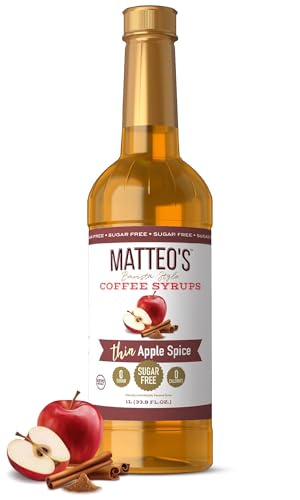 Matteo's Barista Style Sugar-Free Coffee Syrup, Apple Spice Flavor, Zero